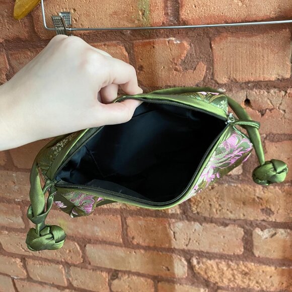 Y2K Floral Satin Shoulder Bag Pink Green Cottagecore Mini Purse - Picture 7 of 7